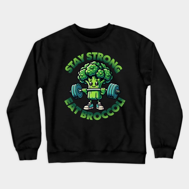 Stay Strong, Eat Broccoli Crewneck Sweatshirt by NUNEZ CREATIONS